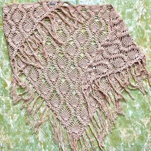 Beautiful Handmade Crocheted Cotton Shawl Wrap- 66x33”